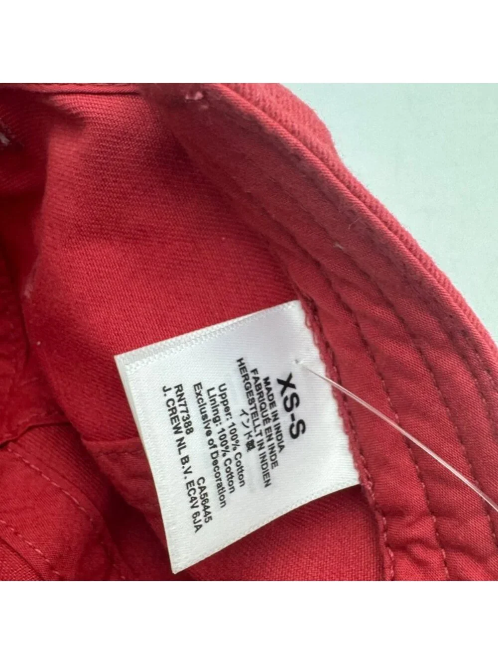 J. Crew Baseball Cap Hat Men's XS-S Red Cotton with American Flag Patch